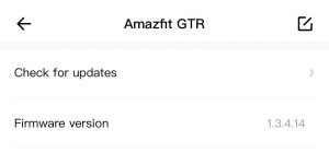 Amazfit GTR Firmware version