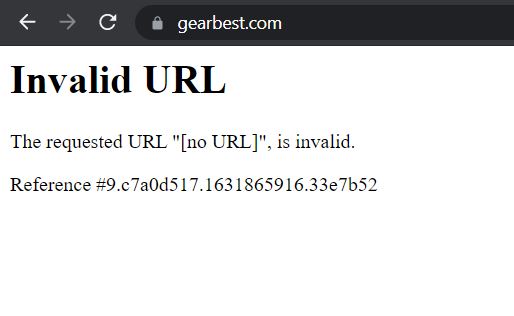 Gearbest site shows Invalid URL